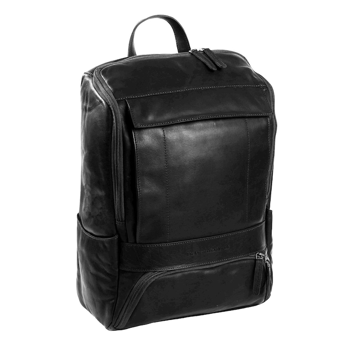 Rucsac pentru laptop de 15,4 inch, The Chesterfield Brand, din piele neagra model Rich