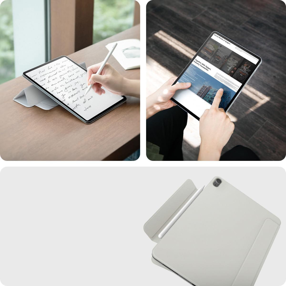 Husa tableta Spigen Air Skin Folio OneTap pentru iPad Air 13" 2024 Gri