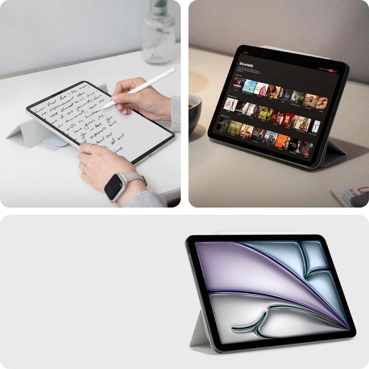 Husa tableta Spigen Air Skin Folio OneTap pentru iPad Air 13" 2024 Gri