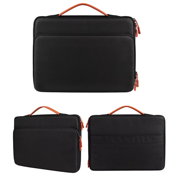Geanta laptop DKM, 13-14 inch, impermeabila, multiple compartimente, 34x26x3,5 cm