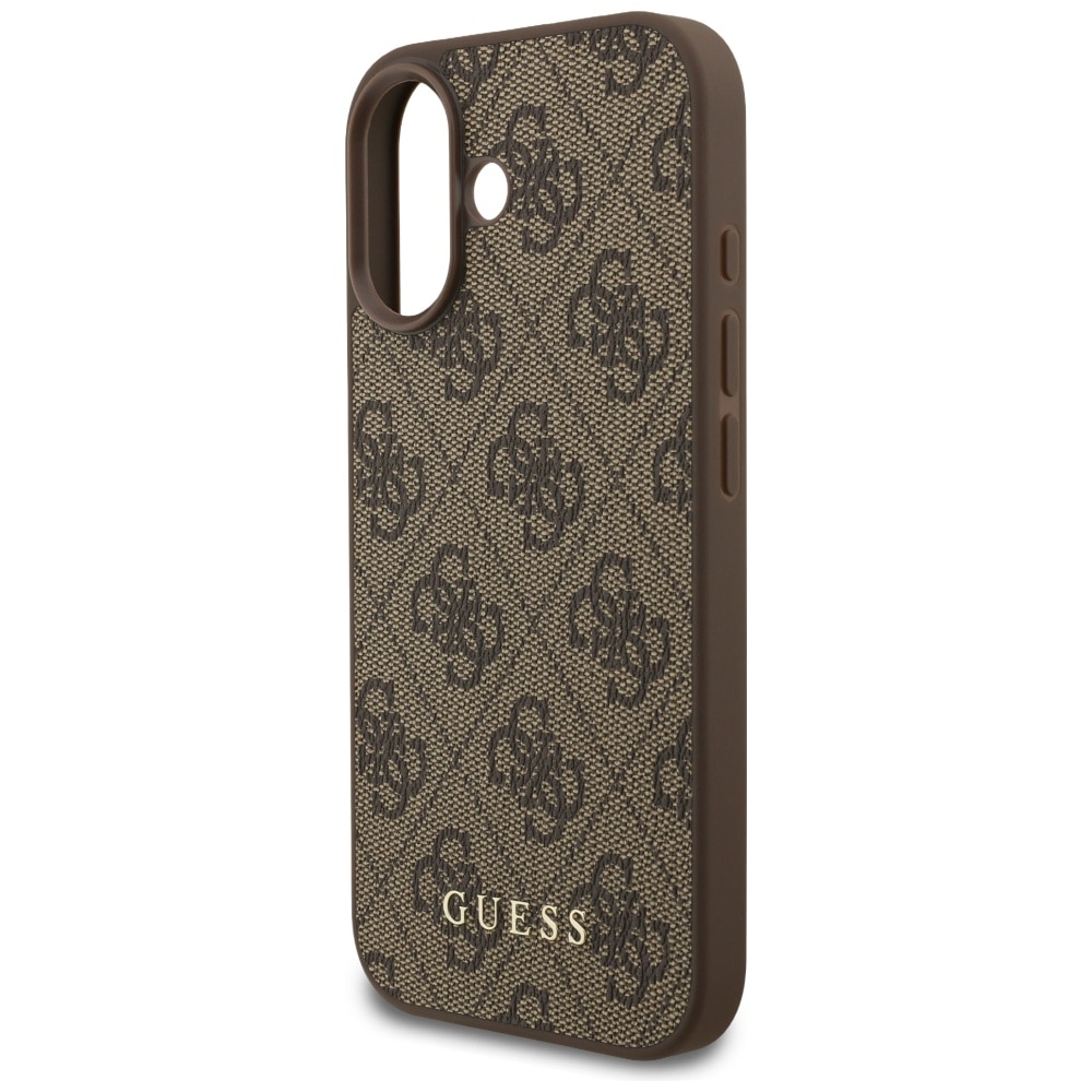Husa Guess 4G Classic, rezistenta la socuri, din TPU/PC si piele ecologica, maro, pentru iPhone 17