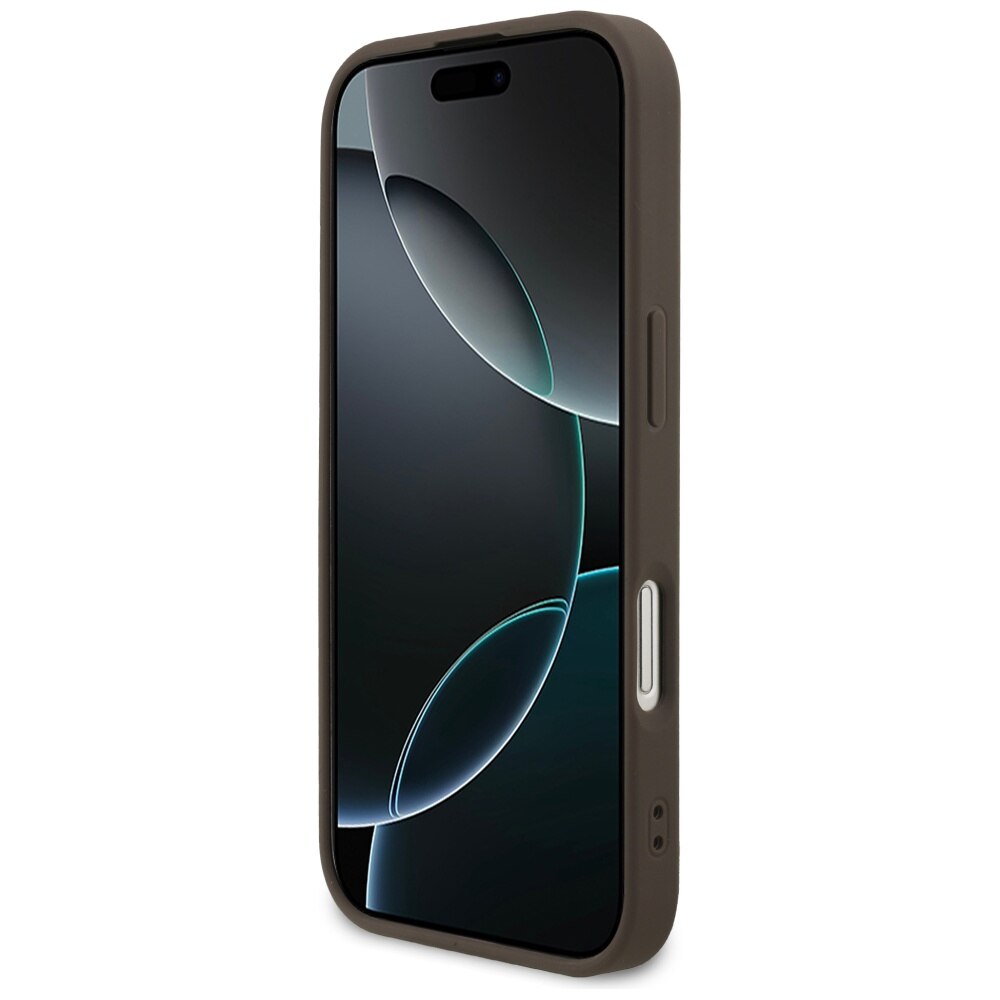 Husa Guess 4G Classic, rezistenta la socuri, din TPU/PC si piele ecologica, maro, pentru iPhone 17