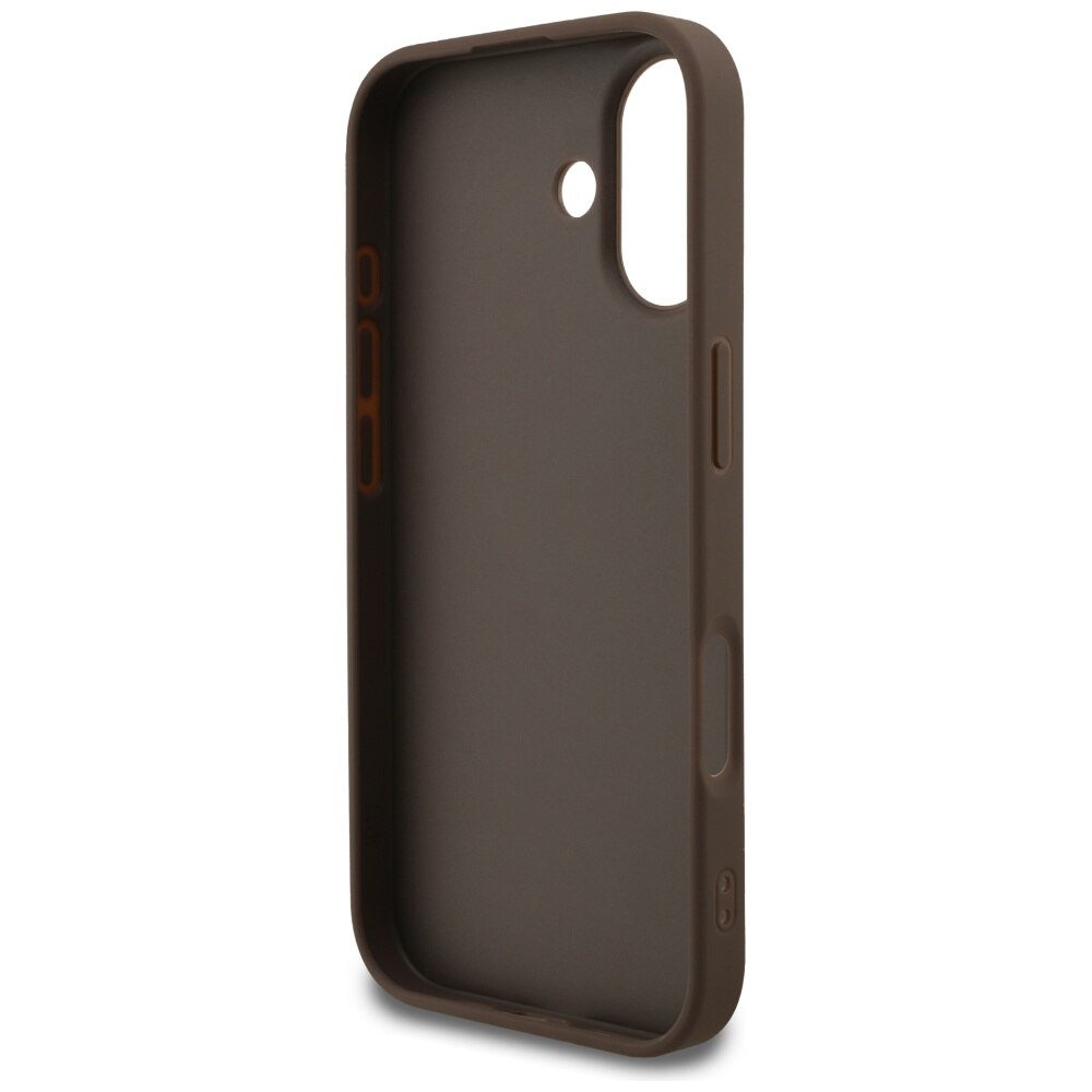 Husa Guess 4G Classic, rezistenta la socuri, din TPU/PC si piele ecologica, maro, pentru iPhone 17