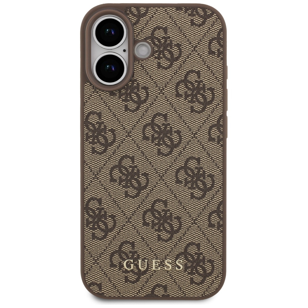 Husa Guess 4G Classic, rezistenta la socuri, din TPU/PC si piele ecologica, maro, pentru iPhone 17