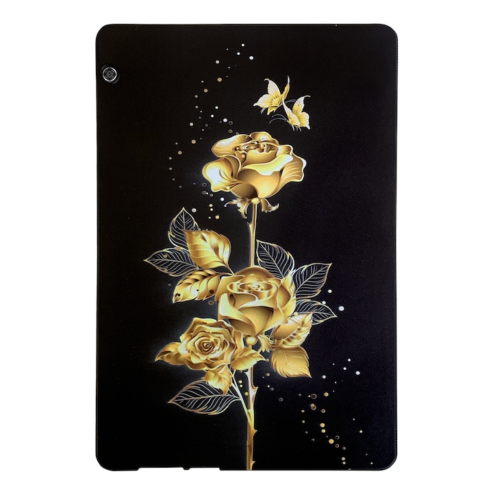 Husa tableta pentru Huawei MediaPad T5, silicon, design tip carte, protectie anti-zgarieturi, suport pentru vizionare, compatibilitate modele 2018-2021, roz auriu