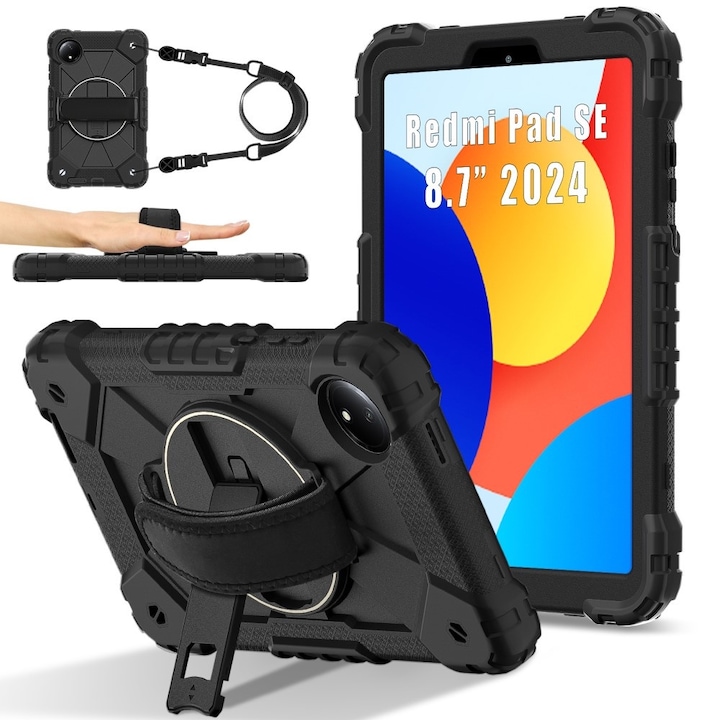 Husa pentru copii XGSM, blindata, suport, neagra, pentru Xiaomi Redmi Pad SE 8.7