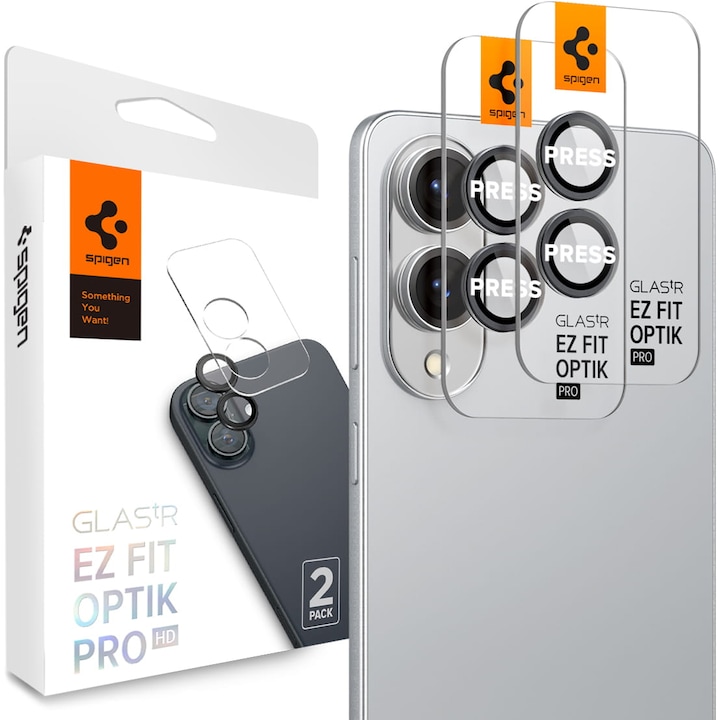 Set 2x Protecție de sticlă pentru lentile Spigen Glas.tR Ez Fit Optik Pro 2-Pack pentru Samsung Galaxy S25 Edge