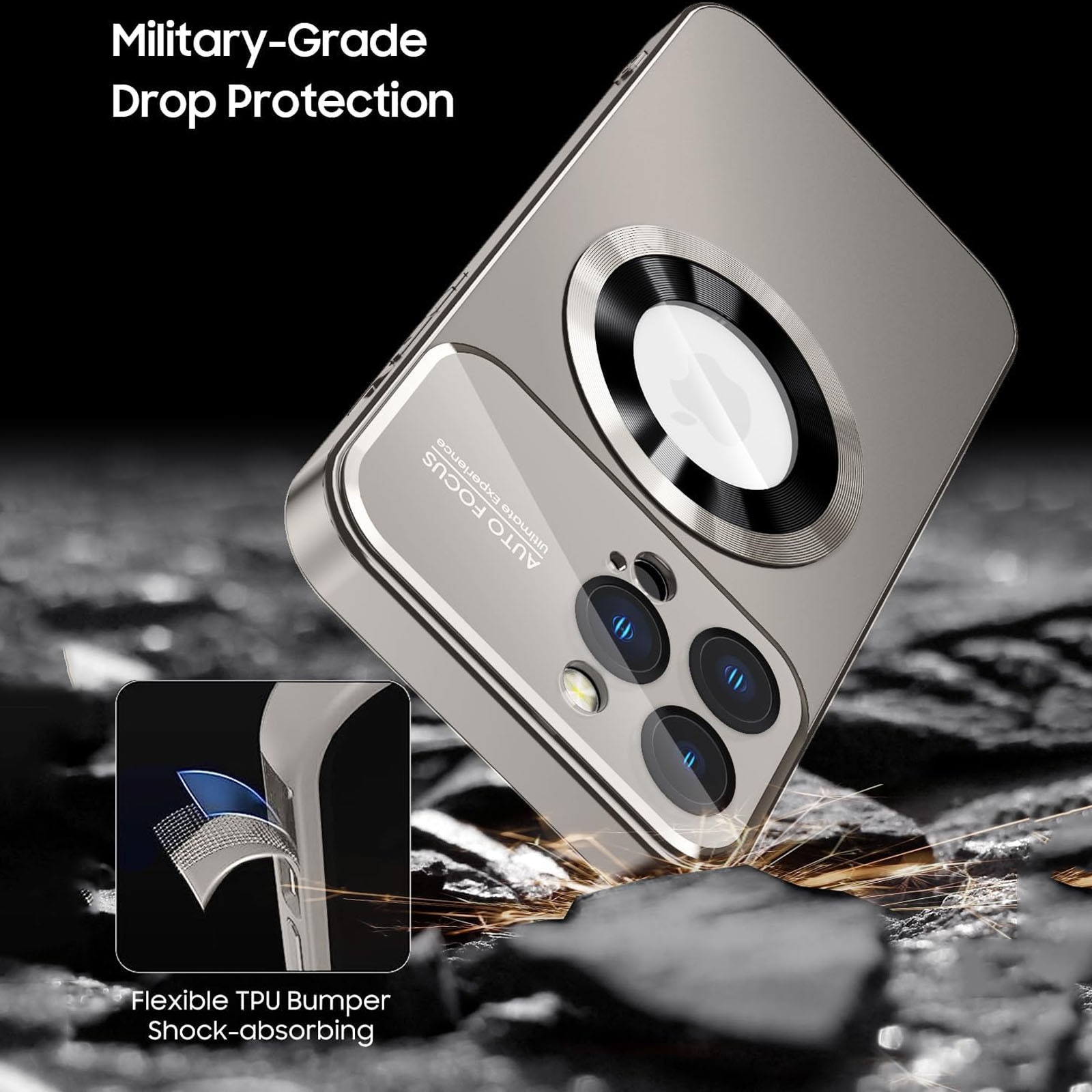 Husa pentru apple iPhone 16 plus, Axroad Mall, Husa compatibila cu Incarcare magsafe compatibila, Protectie completa camera, Rezistenta la socuri, Test de cadere de calitate militara, Placa din spate PC transparenta, Gri