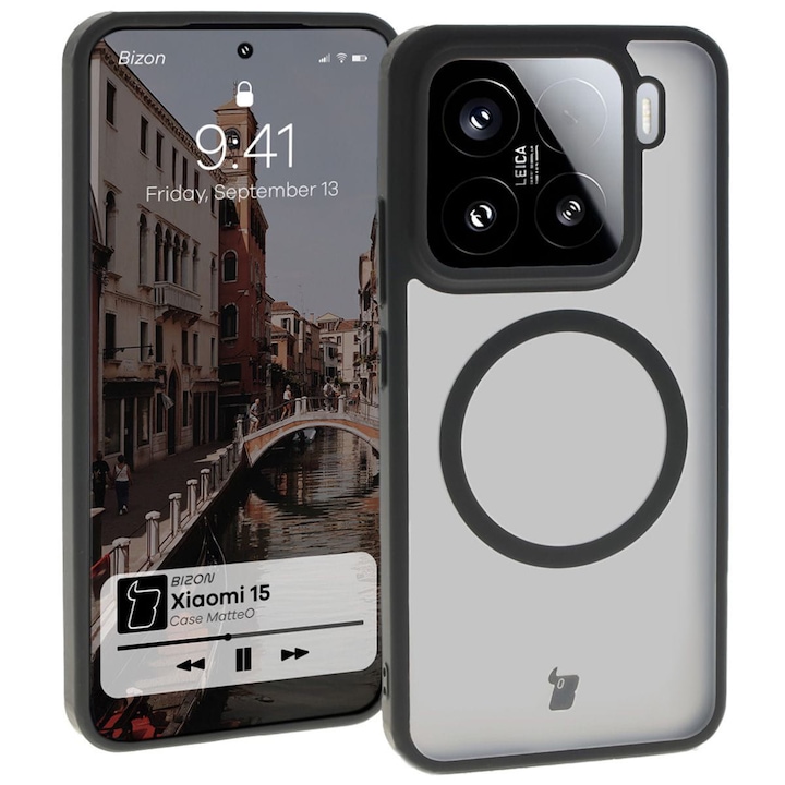 Husa Bizon Case MatteO pentru Xiaomi 15, translucid cu negru