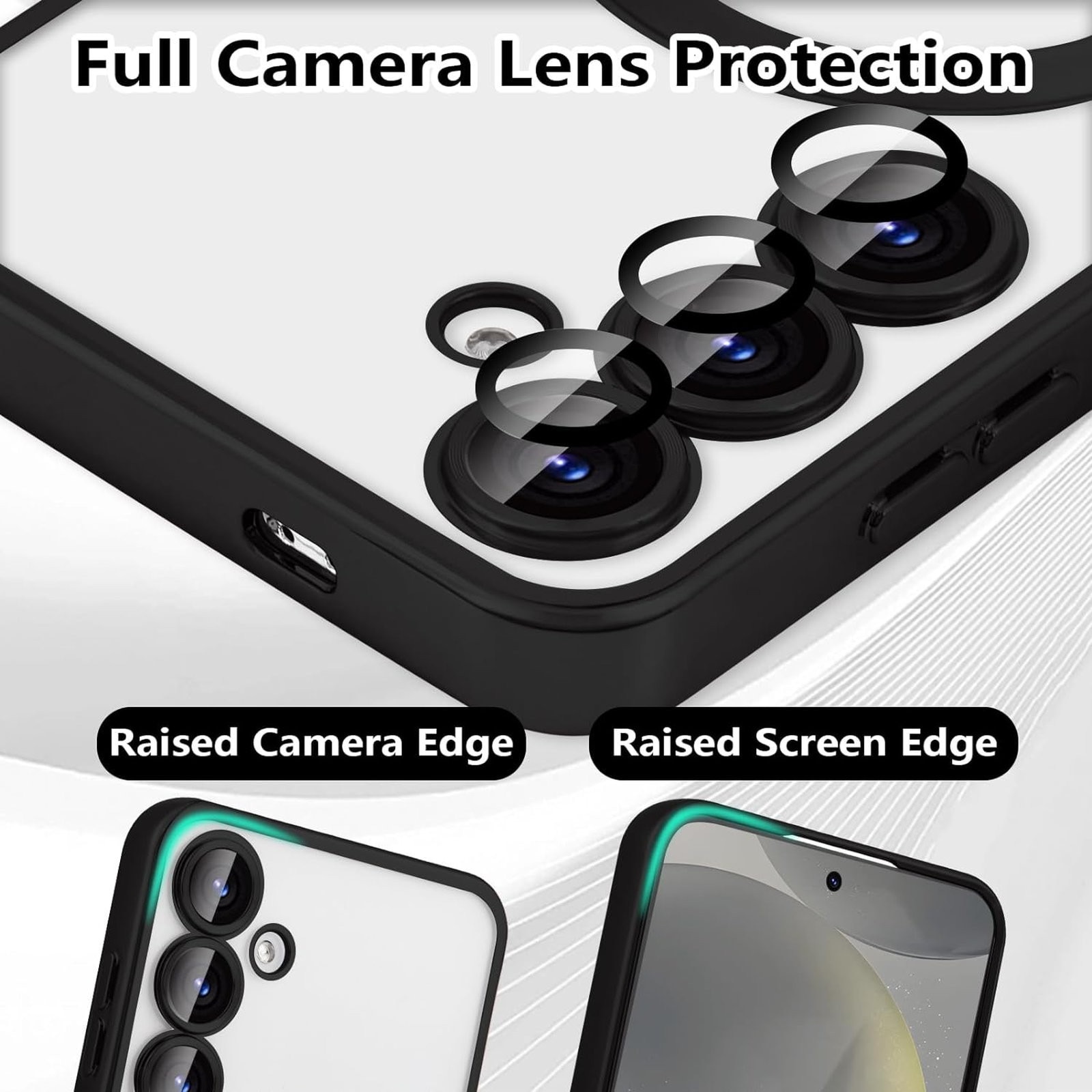 Husa Luxury Magnetica compatibila cu Samsung Galaxy A35, protectie camera, Margini colorate, Negru