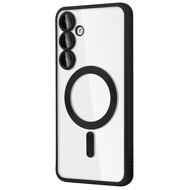Husa Luxury Magnetica compatibila cu Samsung Galaxy A35, protectie camera, Margini colorate, Negru