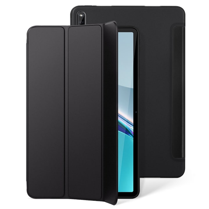 Husa tableta pentru Huawei Matepad Pro 10.8, piele moale, tip smart, 3 plieri, accesoriu negru