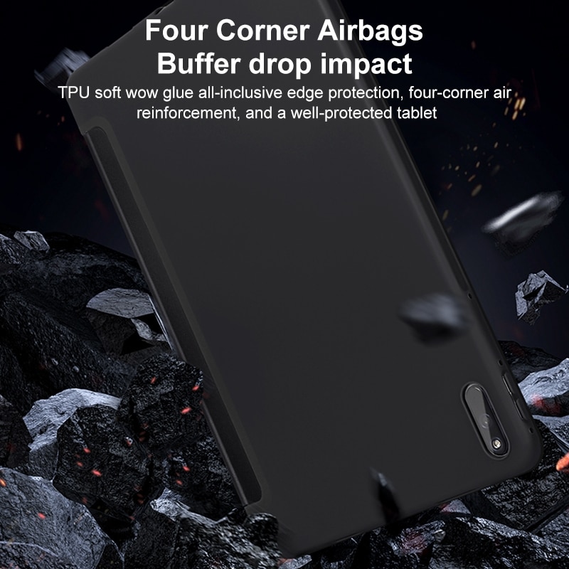 Husa tableta pentru Huawei Matepad Pro 10.8, piele moale, tip smart, 3 plieri, accesoriu negru