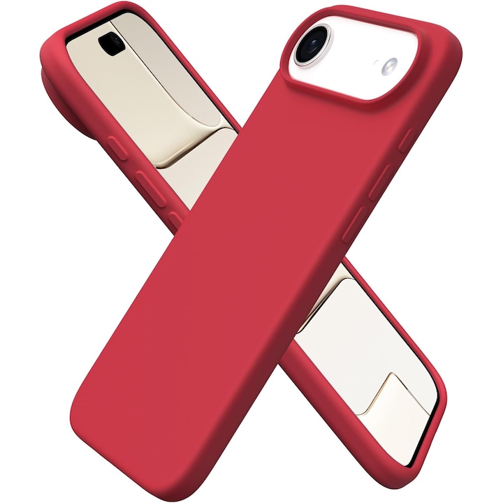 Husa pentru iPhone 17 Air, SIlicon Catifelat Cu Interior Microfibra, Rosu
