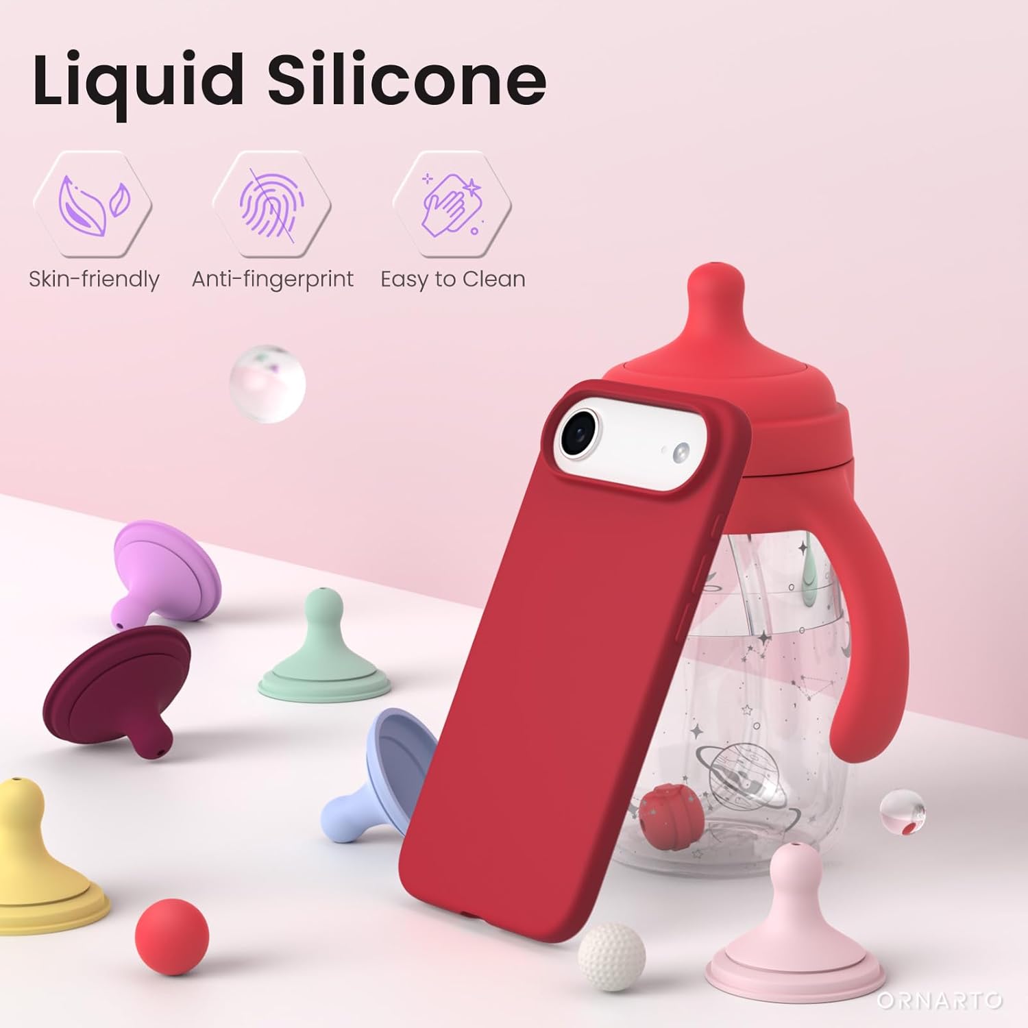 Husa pentru iPhone 17 Air, SIlicon Catifelat Cu Interior Microfibra, Rosu