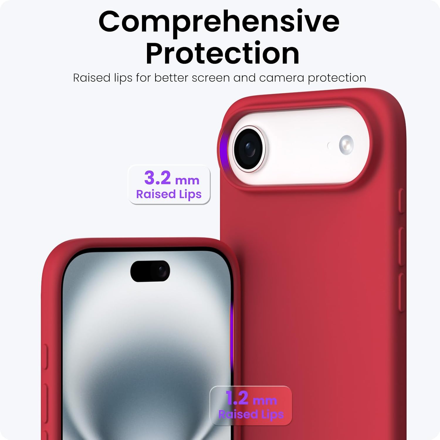 Husa pentru iPhone 17 Air, SIlicon Catifelat Cu Interior Microfibra, Rosu