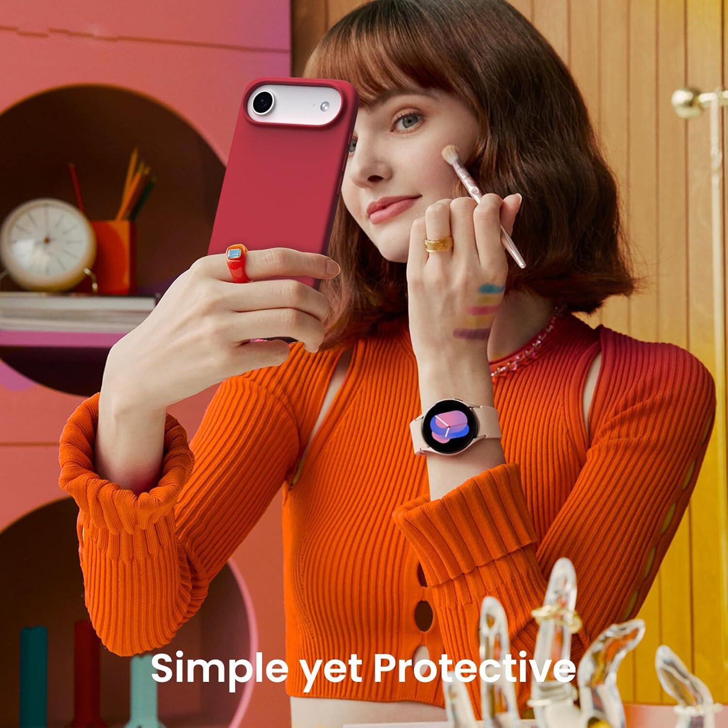Husa pentru iPhone 17 Air, SIlicon Catifelat Cu Interior Microfibra, Rosu