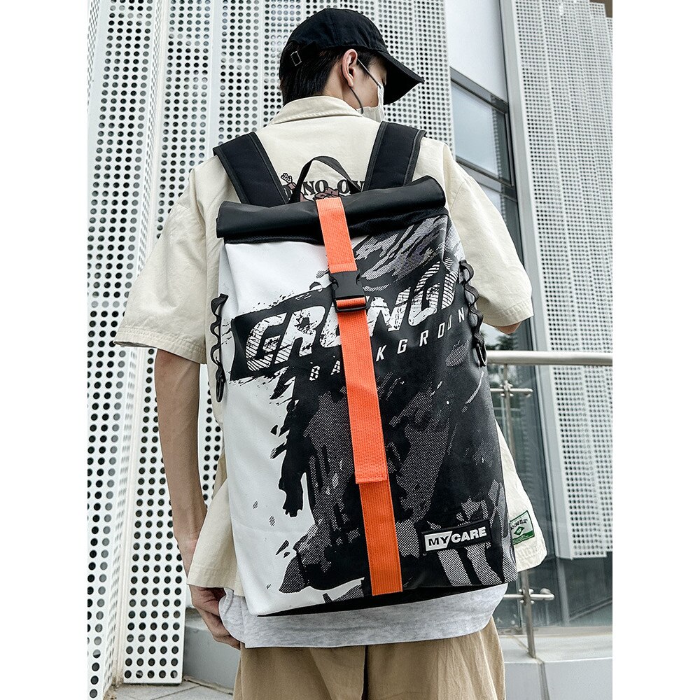 Rucsac pentru laptop, Dollcini, Nylon, impermeabil, rezistent la zgarieturi, imprimare grafica, Multicolor