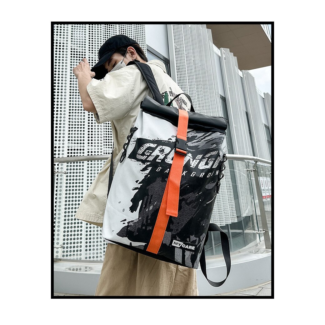 Rucsac pentru laptop, Dollcini, Nylon, impermeabil, rezistent la zgarieturi, imprimare grafica, Multicolor