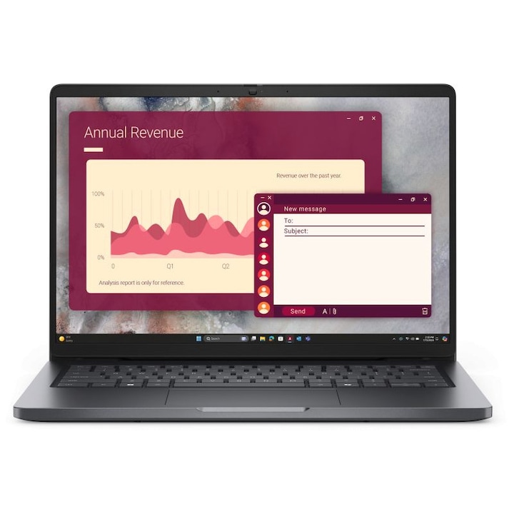 Laptop Business DELL Pro 14 PC14250, cu procesor Intel Core 7 150U, 14'' IPS Full HD, 16 GB DDR5, 256 GB SSD, Intel Graphics, Windows 11 Pro