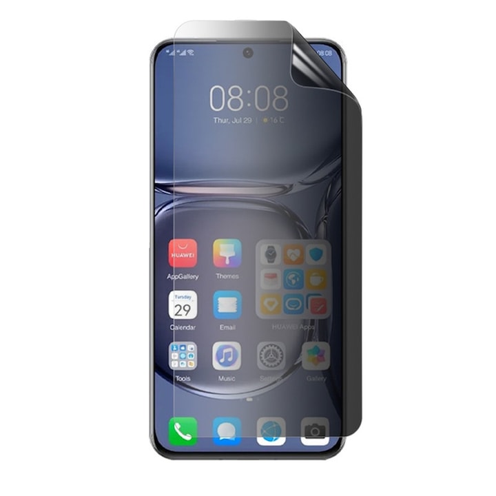 Folie Privacy Silicon Ecran pentru Huawei P40 Pro, Silicon Hydrogel, Flexible Hydro-Crystal, Protectie Completa, Full Glue, Instalare usoara, Set complet pentru Instalare