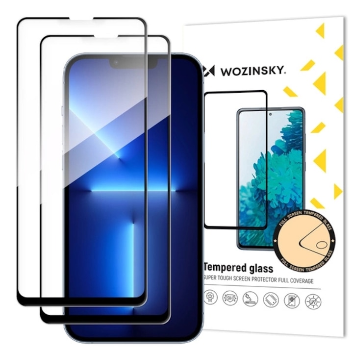 Set 2 folii sticla Wozinsky Full Glue Glass compatibila cu Xiaomi Redmi 14C 5G, Negru
