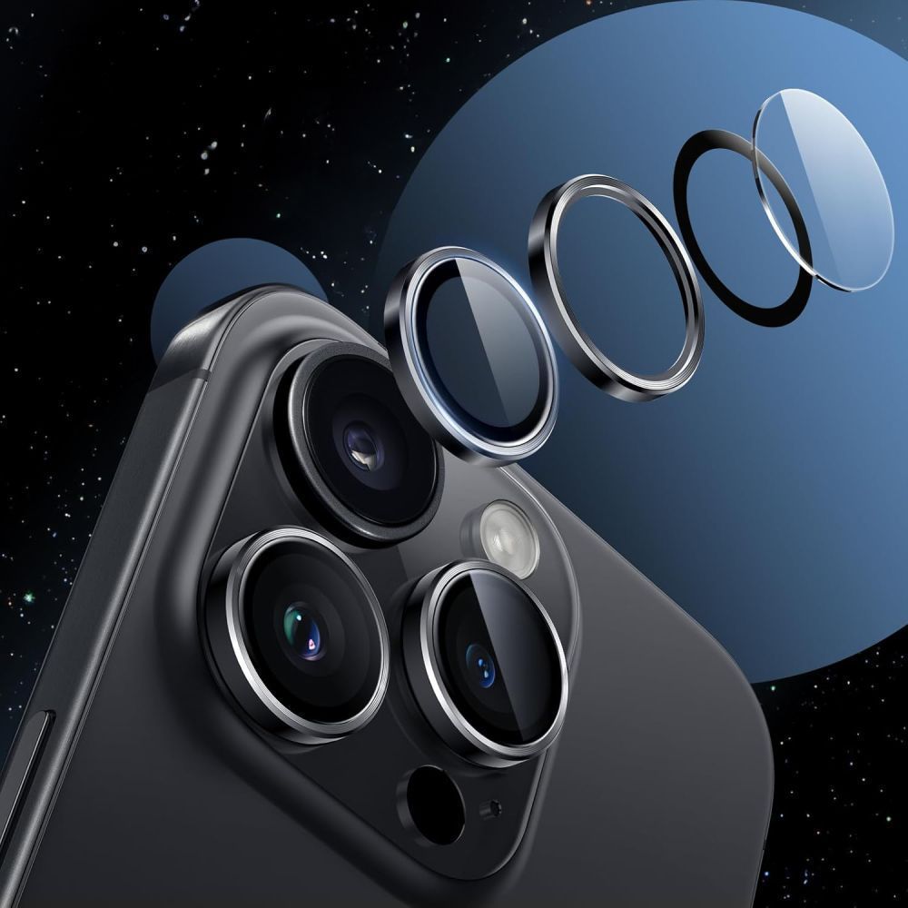 Set protectie sticla camera foto Tech-Protect Camring Fit Plus compatibil cu iPhone 14 Pro / 14 Pro Max / 15 Pro / 15 Pro Max / 16 Pro / 16 Pro Max / 17 Pro / 17 Pro Max, Silver