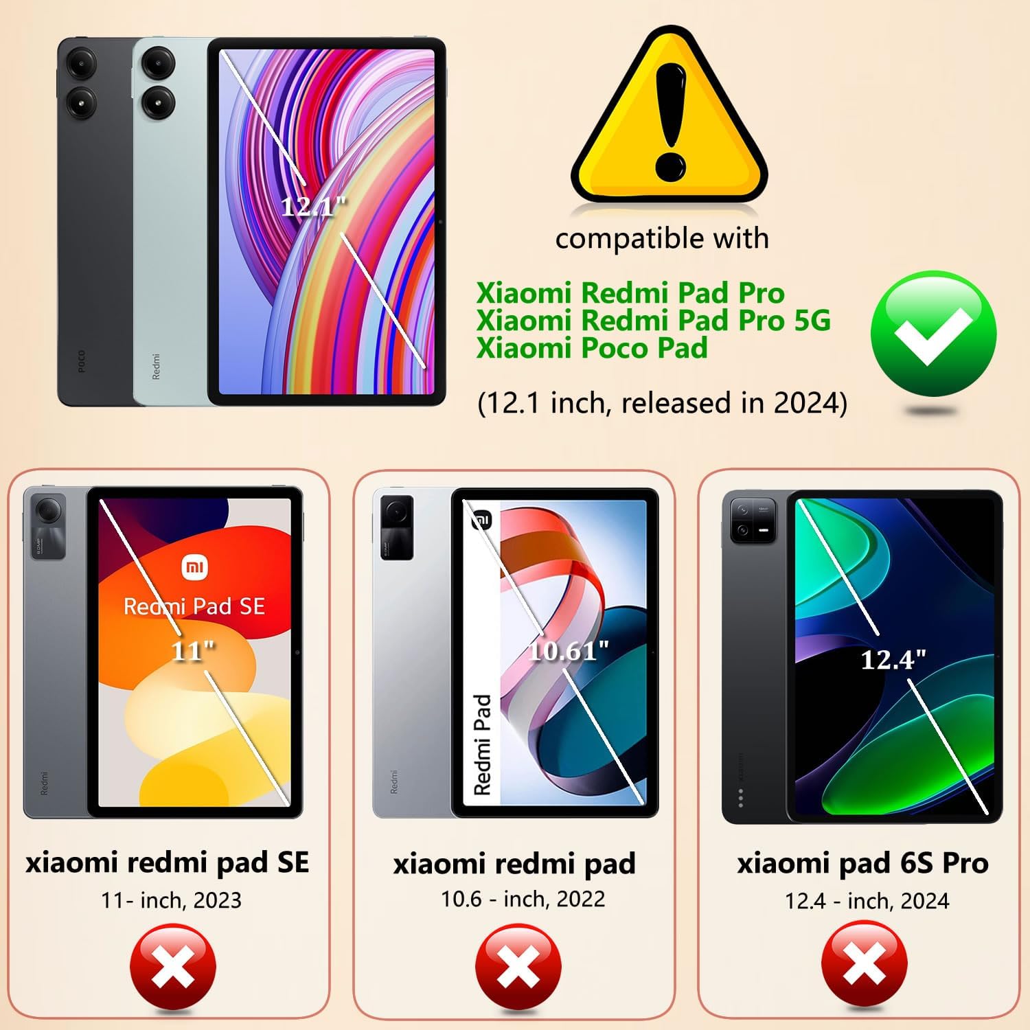 Husa pentru Xiaomi Redmi Pad Pro 12.1 Inch 2024, Multicolor