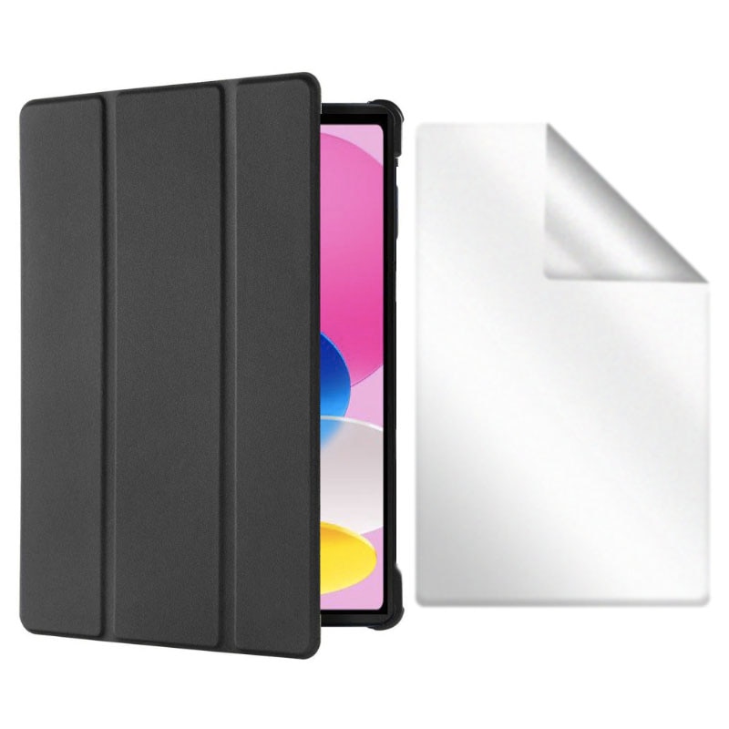 Set Husa Tableta AZIAO si Folie Silicon Matte pentru Lenovo Tab M10 PLUS FHD (TB-X606F), Protectie 360, Hydrogel Regenerabil, Paper Feeling, Interior Catifea, Functie de Stand, Display Protejat, Smart Cover, Colturi Anti-Soc, Negru