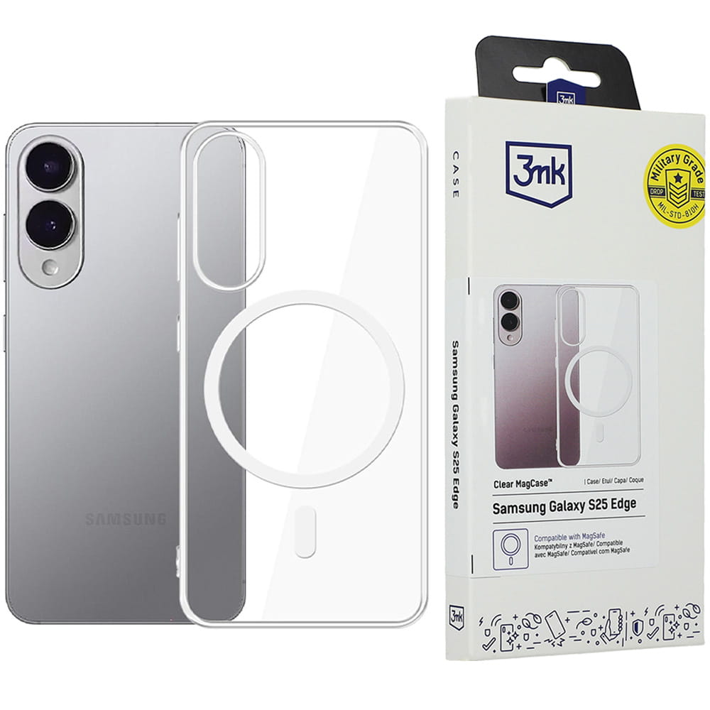 Carcasa 3MK MagCase compatibila cu Samsung Galaxy S25 Edge, Transparent