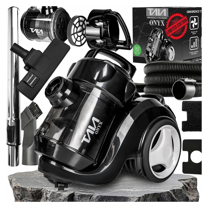Aspirator ciclonic fara sac TAIA Onyx Limited Edition, 4000W, filtru HEPA, capacitate 3L, set complet