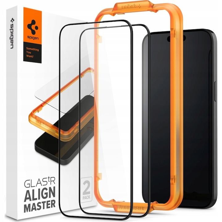 Folie pentru iPhone 15 Pro (set 2) - Spigen Glas.TR Align Master - Black