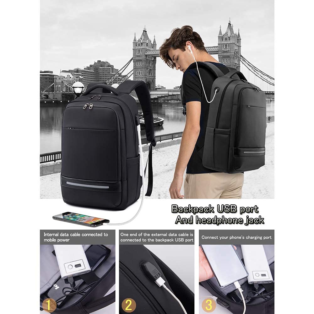 Rucsac laptop 17 inch, capacitate mare, impermeabil, cu port USB, pentru calatorii, afaceri, colegiu, unisex