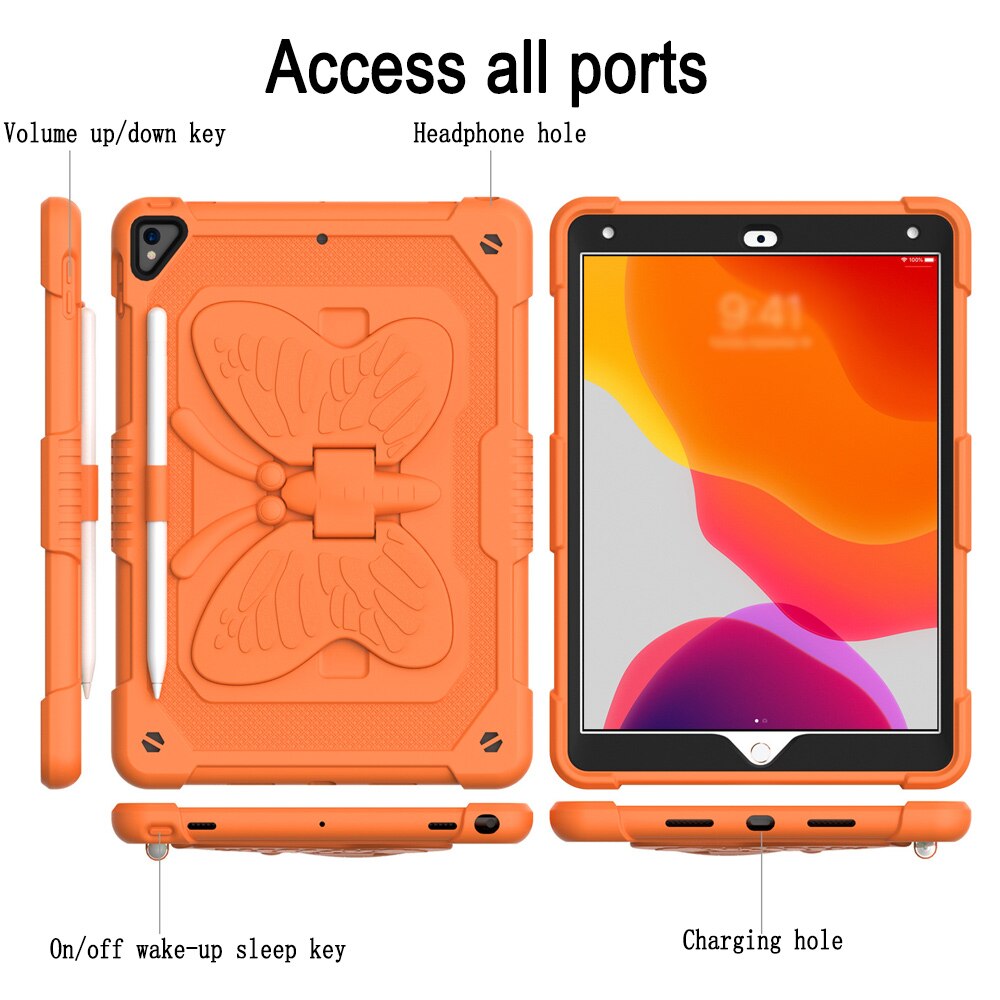 Husa tableta Rnemitery, suport creion, stand aripi fluture, pentru iPad 10.2 19/20/21