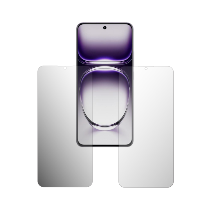 Set 2X Folie Protectie Ecran Folie24, pentru Oppo Reno12 Pro, 1X Ultra-Clear + 1X Mata, Acoperire Totala Full-Display, Adezive, Flexibile cu Auto Regenerare