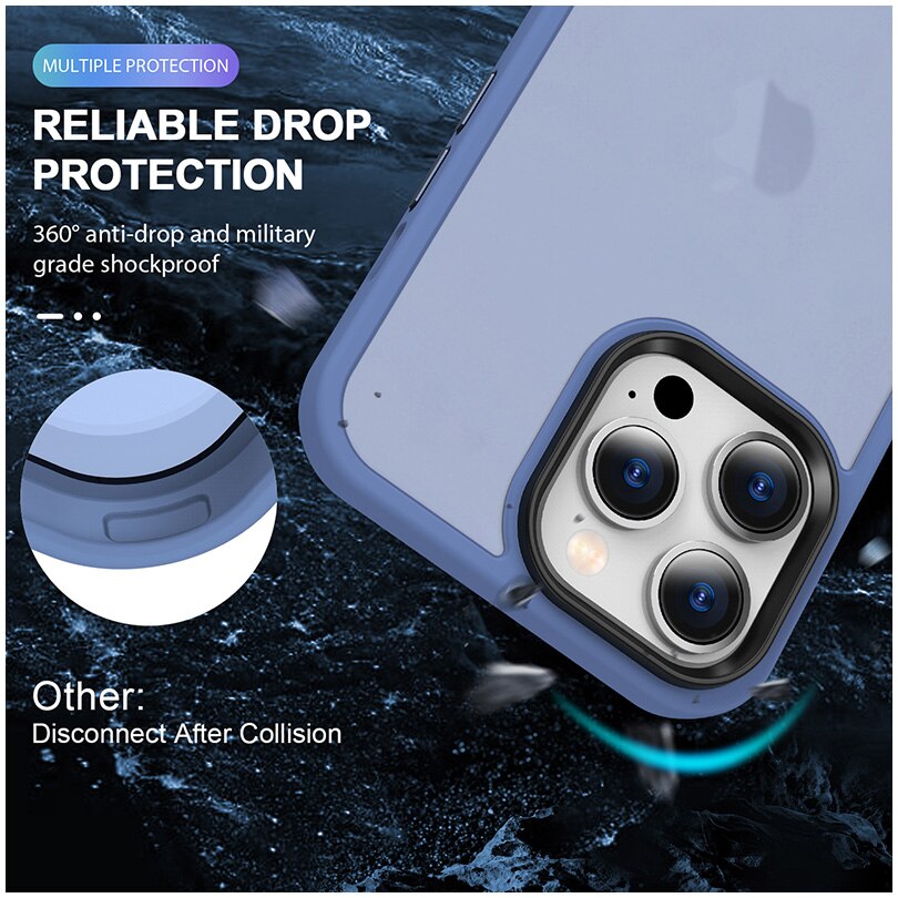 Husa de protectie A+ semitransparenta pentru iPhone 14 Pro Max, albastru