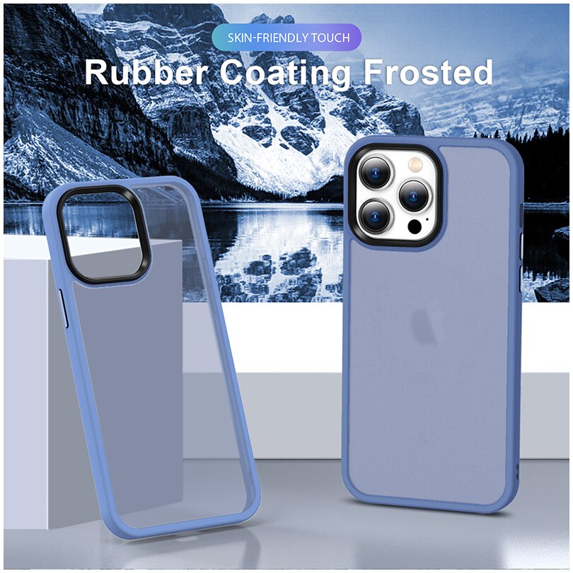 Husa de protectie A+ semitransparenta pentru iPhone 14 Pro Max, albastru