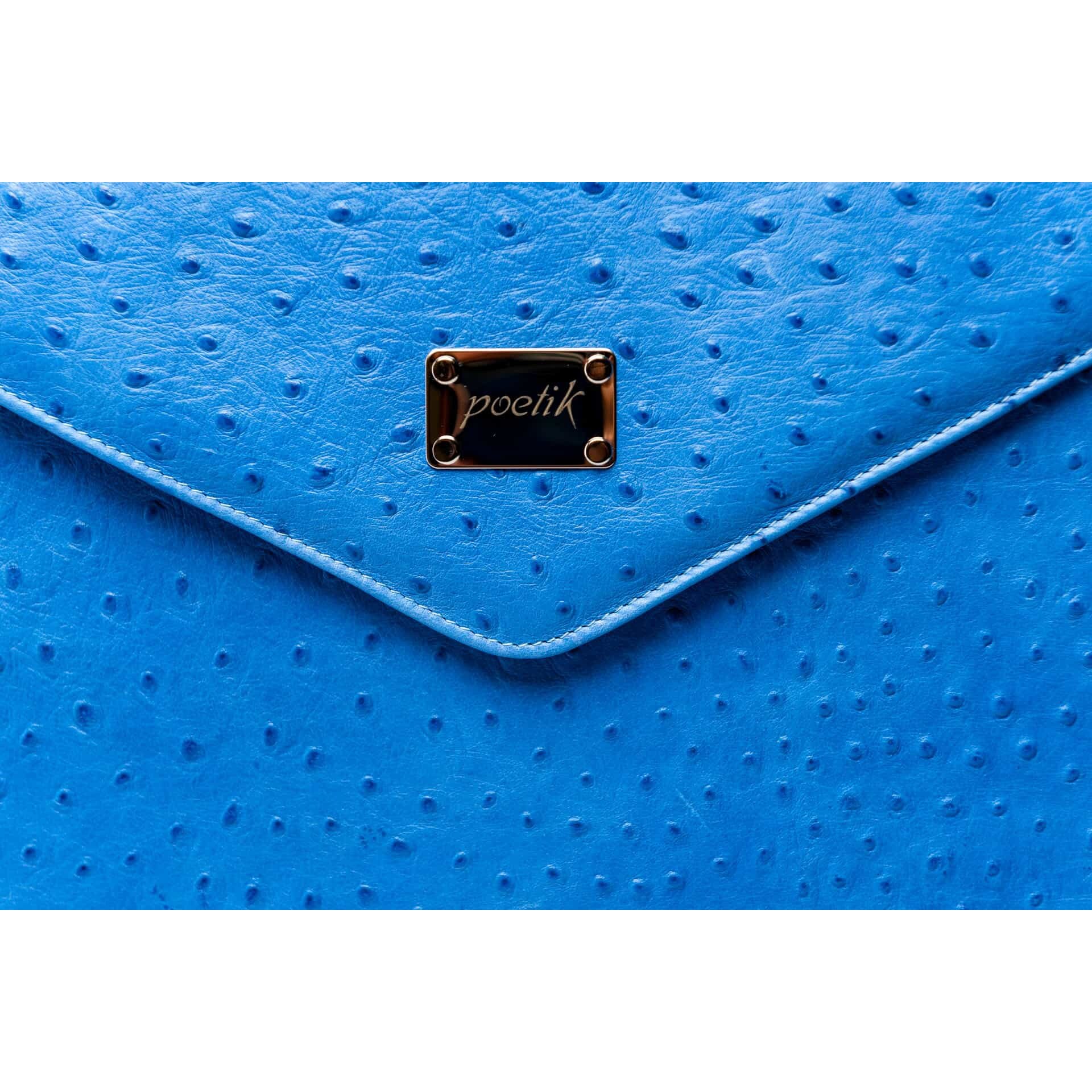 Husa iPad/MacBook Gold 13'', Poetik, Piele Naturala, Albastru Jeans