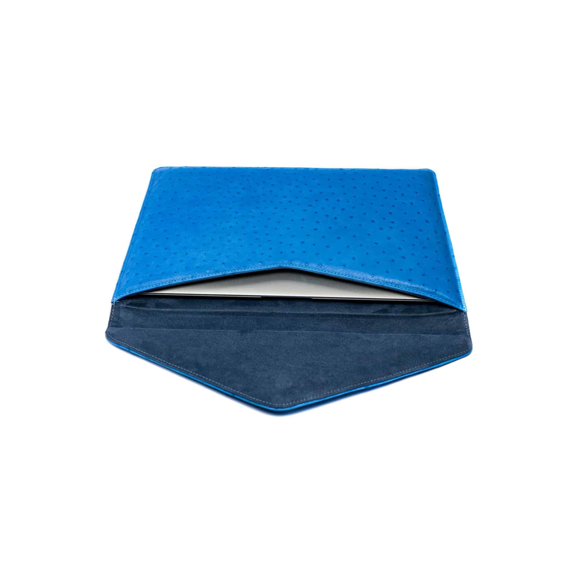 Husa iPad/MacBook Gold 13'', Poetik, Piele Naturala, Albastru Jeans