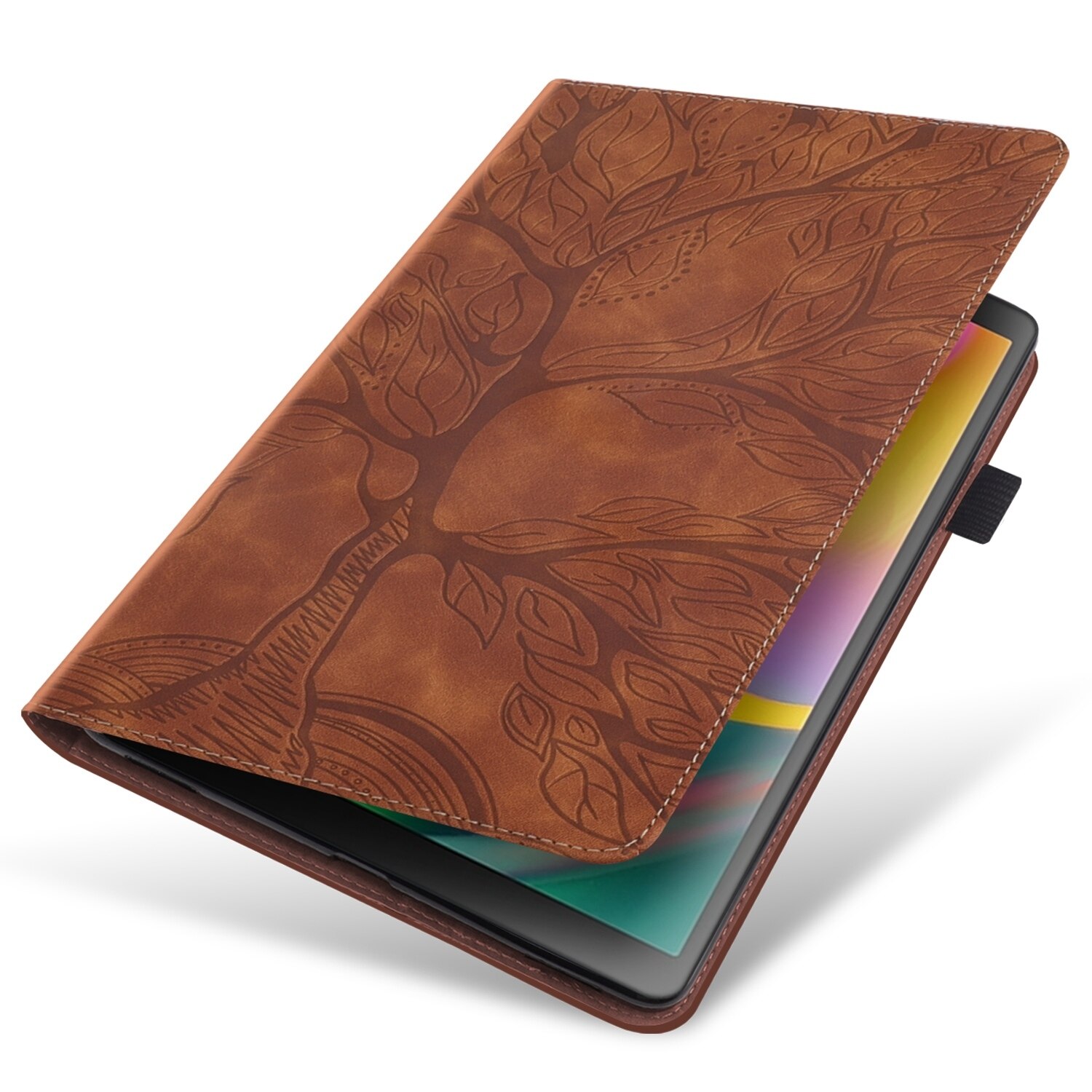 Husa tableta pentru Lenovo Tab P12 / Xiaoxin Pad Pro 12.7 2023, serie Life Tree din piele cu deschidere orizontala (maro)