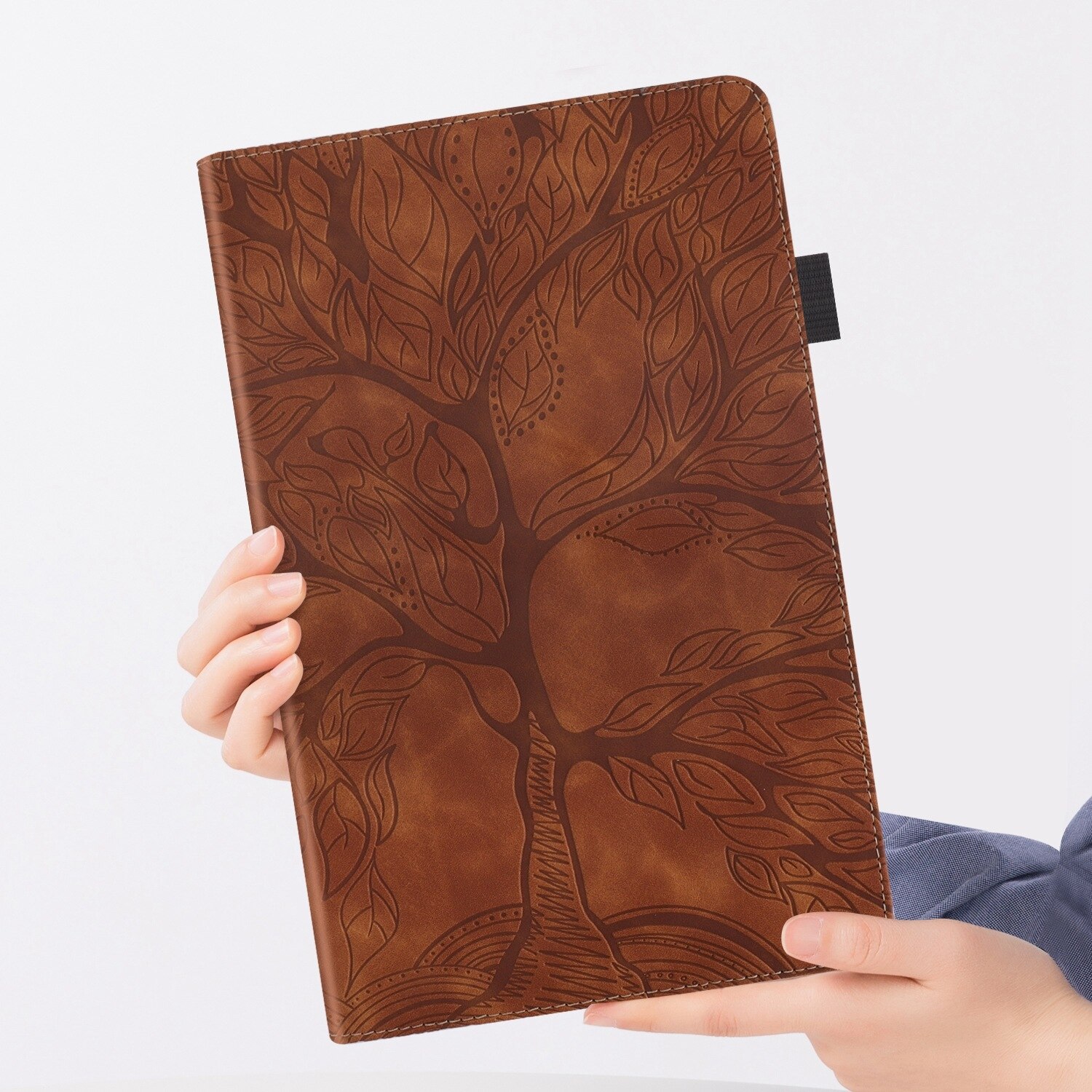 Husa tableta pentru Lenovo Tab P12 / Xiaoxin Pad Pro 12.7 2023, serie Life Tree din piele cu deschidere orizontala (maro)
