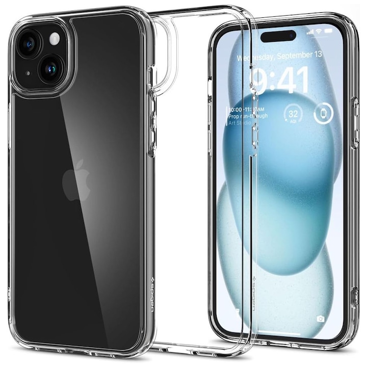 Husa pentru iPhone 15, Spigen Ultra Hybrid, Clear