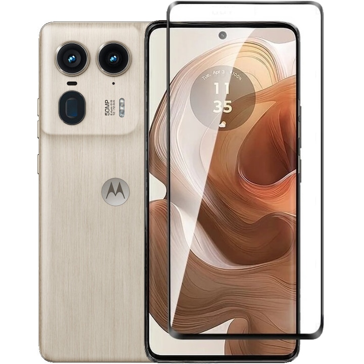 Sticla Temperata 3D pentru Motorola Edge 50 Ultra, 9H, 0,3mm, neagra, set cu 2 servetele de curatare