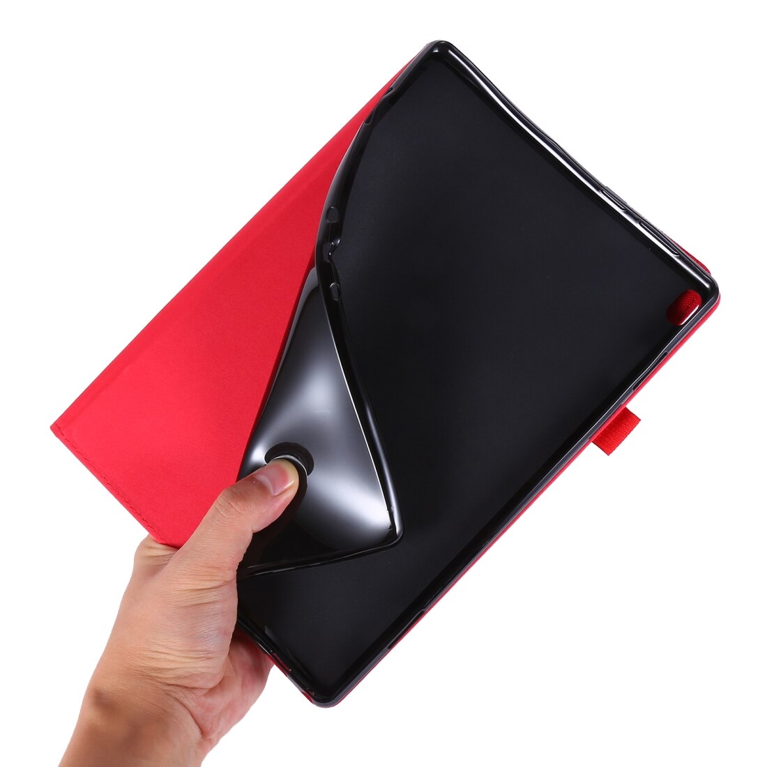 Husa tableta pentru Lenovo Tab P10 10.1, material textil TPU, design plan, protectie, acces porturi, rosu