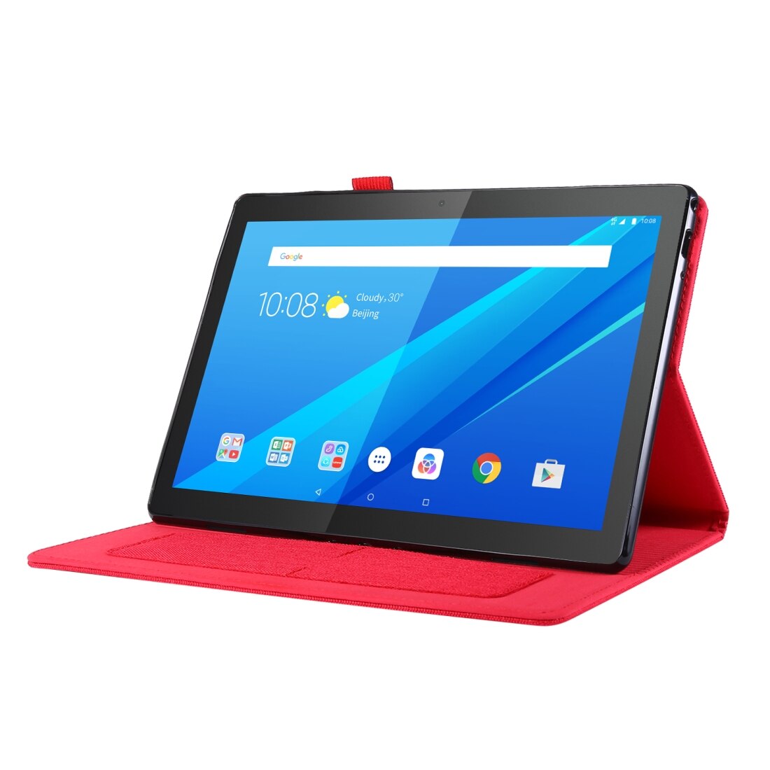 Husa tableta pentru Lenovo Tab P10 10.1, material textil TPU, design plan, protectie, acces porturi, rosu