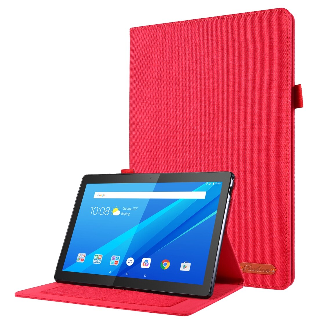 Husa tableta pentru Lenovo Tab P10 10.1, material textil TPU, design plan, protectie, acces porturi, rosu