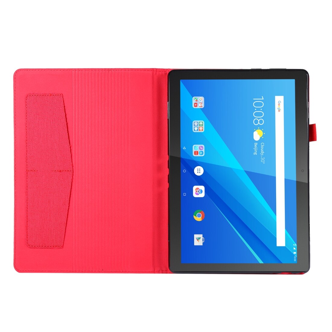 Husa tableta pentru Lenovo Tab P10 10.1, material textil TPU, design plan, protectie, acces porturi, rosu