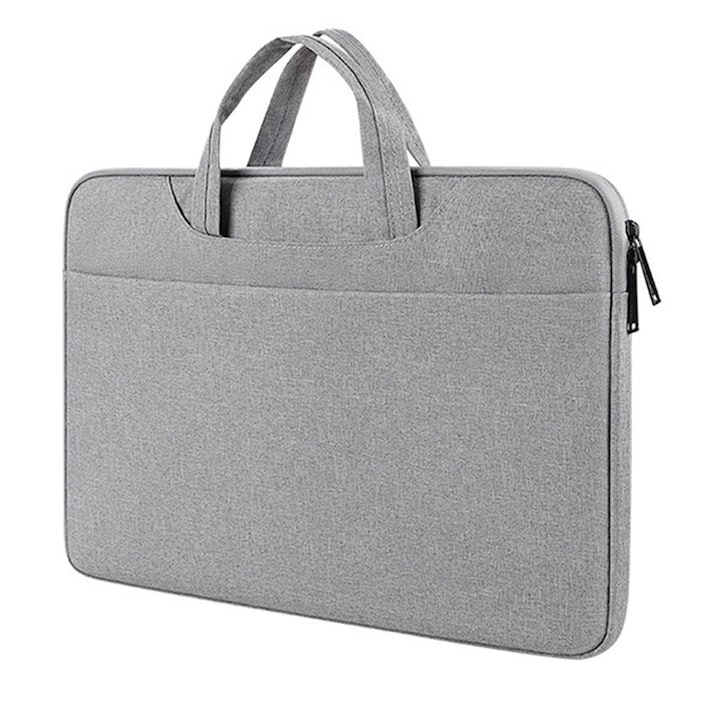 Husa pentru laptop, impermeabila, cu buzunare multiple, gri, 13.3/14.1-15.4/15.6 inch