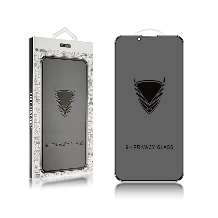 Folie OG Privacy MAX CONNECT, Compatibila iPhone 14 Pro Max, Protectie Profesionala Ecran 3D, Full cover, Duritate 9H, Sensibilitate Tactila, Acoperire Oleofoba