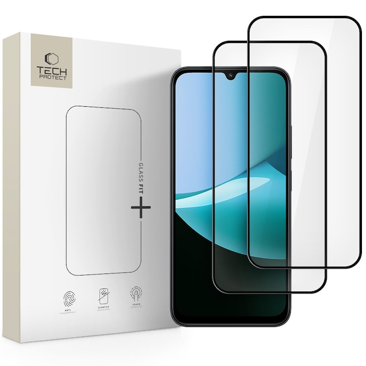 Set 2 folii sticla Tech-Protect Glass Fit Plus compatibila cu Xiaomi Redmi 15C / POCO C85, Negru